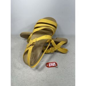 CROCS Tulum Yellow Strappy Slingback Buckle Sandals 206107 Women Sz 8